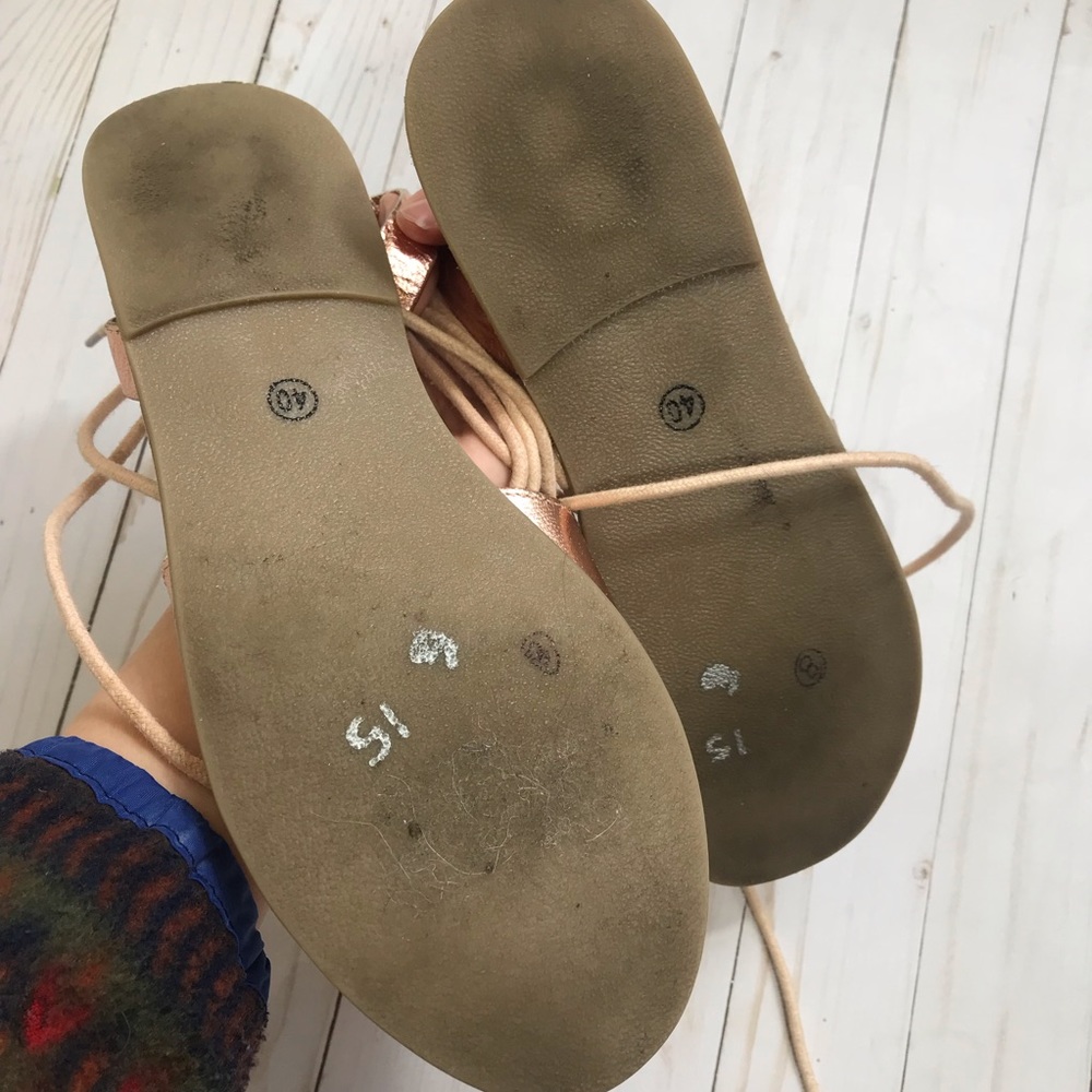Topshop Holly Metallic Rose Gold Lace Up Sandal - Picture 5 of 7